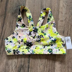 Neon yellow flower sports bra Old Navy NWT  girls 10-12